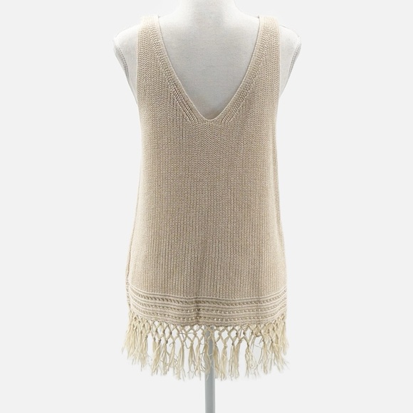 Lilly Pulitzer Dulce Knit Fringed Hem Tank Top in Heathered Sand Dune - Medium - Picture 4 of 7